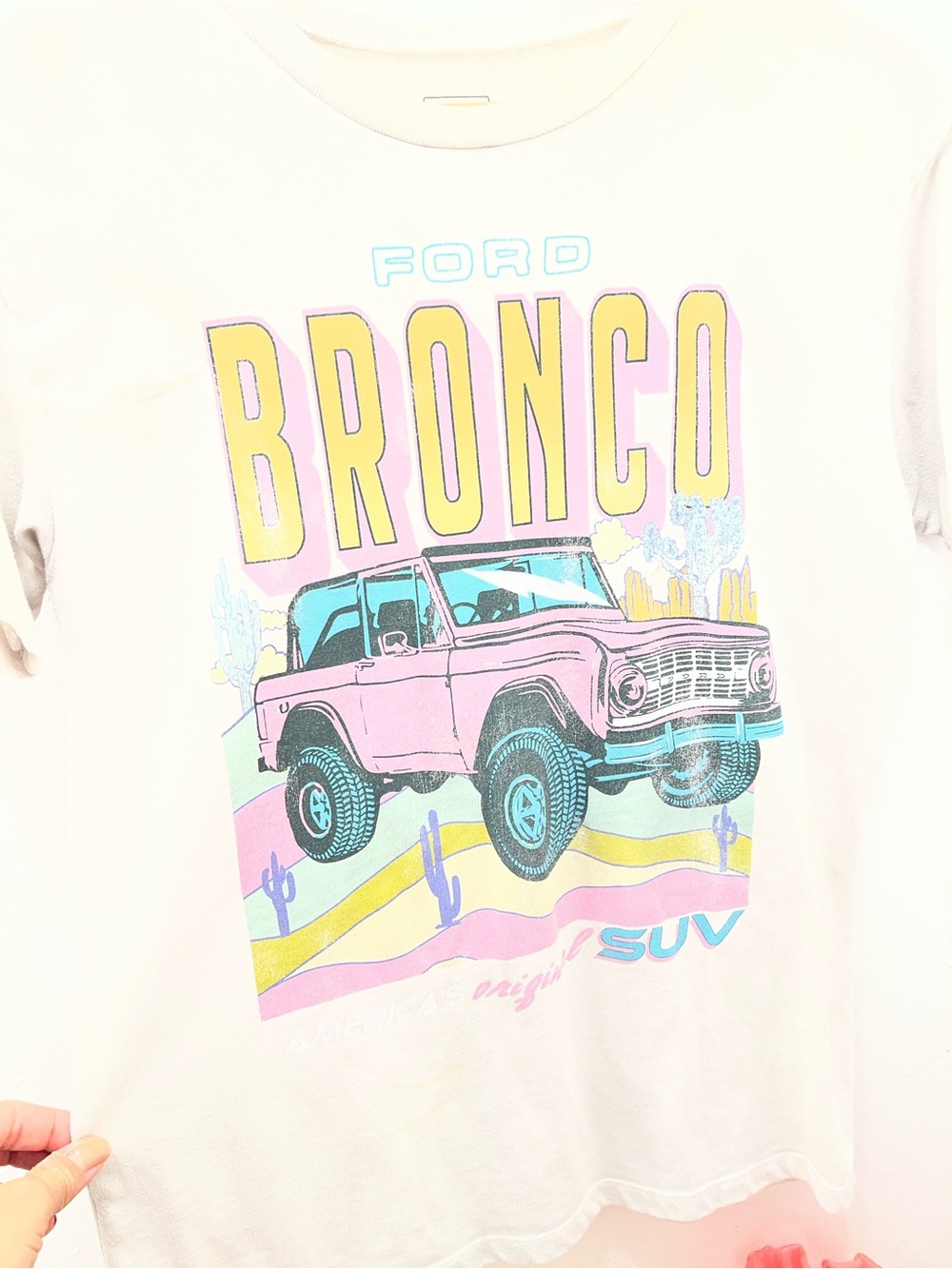 Ford Bronco Graphic Tee in Cream with Pink Print - Picture 2 of 4